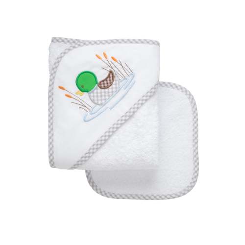 Mallard Applique Hooded Towel & Washcloth Set