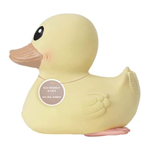HEVEA Kawan Mini Rubber Duck - 100% Natural Rubber Baby Bath Toy - Eco Friendly, Perfect for Playing, Teething, and Bathing - Mold Free Bath Toys - Eggnog - Eggnog Yellow - Mini