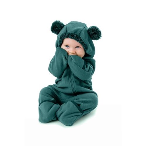 Cuddle Club Fleece Baby Bunting Bodysuit with Hood, Convertible Mittens & Booties, Car Seat Friendly, Soft & Warm, Easy Zip
