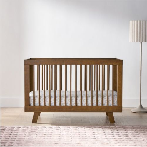 Babyletto Hudson Natural Walnut Wood 3-in-1 Convertible Baby Crib with Toddler Bed Conversion Kit