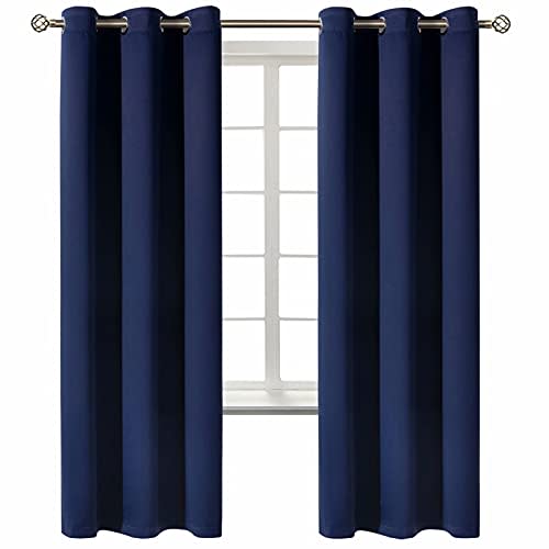BGment Navy Blue Blackout Curtains for Bedroom 72 Inch Long - 2 Panels | Grommet Top, Black Out, Room Darkening, Sunblock, Thermal Insulated, Window Drapes for Kids Boys Room, 42x72 Inch