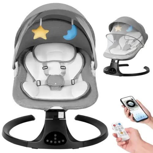 Baby Electric Bouncer Baby Swing with 5 Speeds & 10 Lullabies,Remote - TikTok Shop