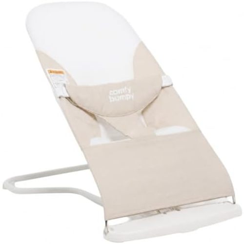 ComfyBumpy Baby Bouncer Seat, 100% Organic Cotton Fabric & Breathable Mesh, 3-Position Foldable Portable Infant Bouncer with Carry Case (8-20lbs Babies) Oatmeal