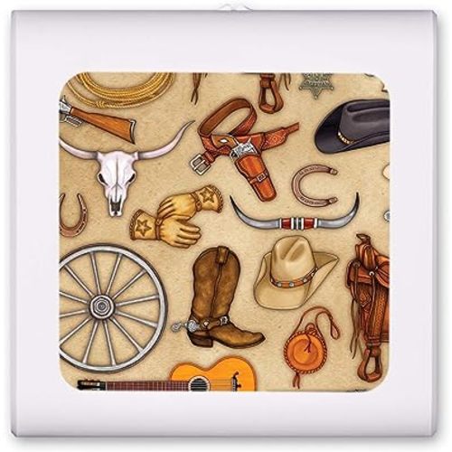 Plug in Dimmable LED Night Light with Dusk to Dawn Auto Sensor Adjustable Brightness Warm Light Auto On-Off Nightlight for Bathroom Hallway Nursery Bedrooms - Cowboy Themes - Image by Dan Morris