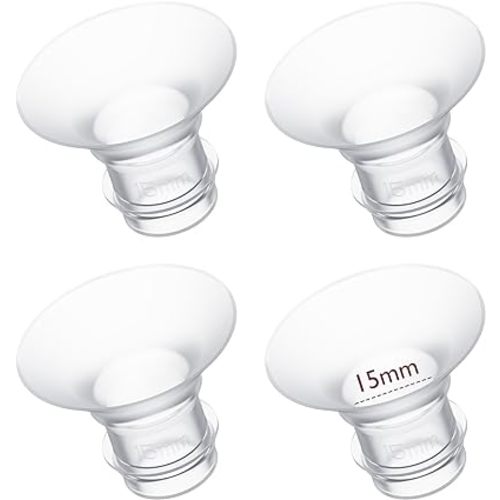 Momcozy Flange Insert 15mm Compatible with 24mm Flange/Shield of Most Pumps, Insert for Breast Pump Replacement Accessories, 4PCS 15mm