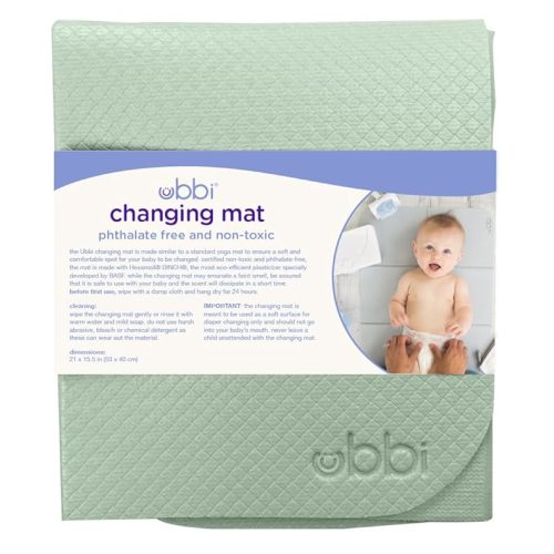 Ubbi On-the-Go Diaper Changing Baby Mat, Soft and Comfortable, Must Have for Newborns, Easy to Clean, Portable Folding Pad, Infant Traveling Accessories, Sage Green, 16" x 21"