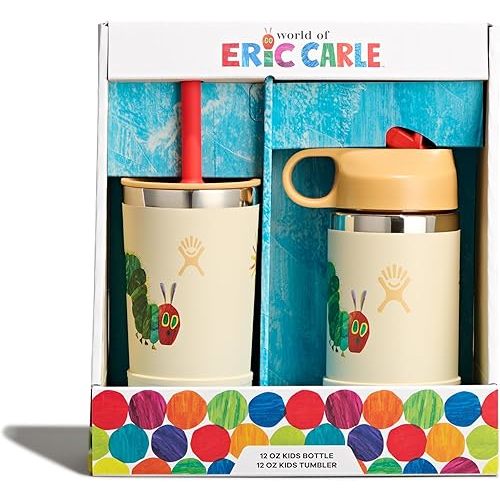 Hydro Flask Kids Water Bottle and Tumbler Bundle Set for School - Stainless Steel and Insulated with Straw Cap - 12 Oz World of Eric Carle™ Caterpillar