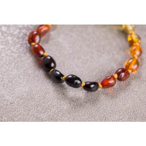 Natural Baltic Amber Child Bracelet Handmade Nugget shaped Rainbow Color, Bracelet for kids, baby bracelet, healing amber bracelet