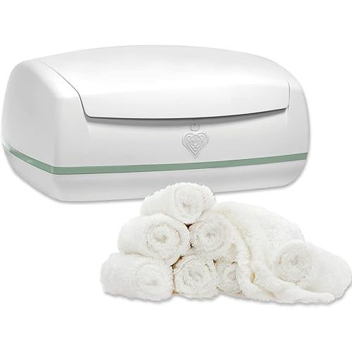 Prince Lionheart Warmies Wipes Warmer Designed for Reusable Cloth Wipes | Soft Glow Nighlight | Includes 1 everFRESH Pillow and 12 Warmies Cloth Wipes