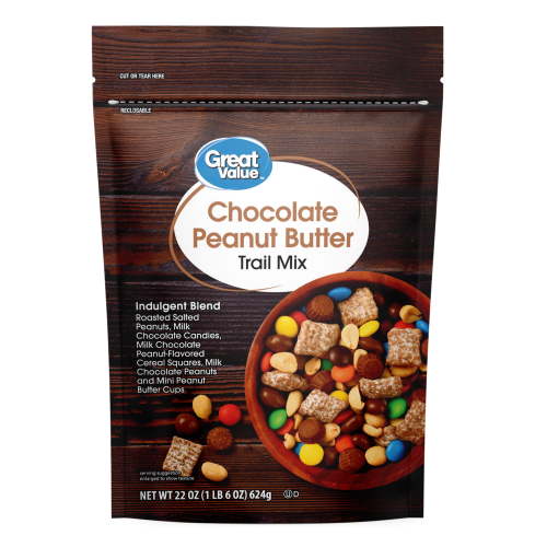 Great Value Chocolate Peanut Butter Trail Mix 22 oz, Chocolate and Peanut Butter Snack