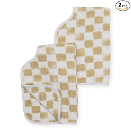 Little Unicorn Ultra-Absorbent Premium Burp Cloth 2 Pack | Soft on Baby's Skin | Larger Size | Ergonomic Design | Set of 2 (Adobe Checker)