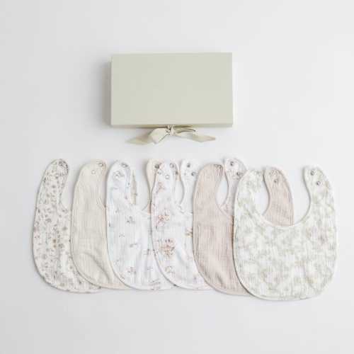 Organic Baby Bib Soft Muslin Bandana Set Newborn Essential Gift Stylish Clothes Accessory Cotton Infant Drool Protection Triple Layer