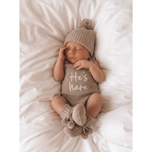 HE'S HERE - CLASSIC ROMPER | TEDDY BROWN