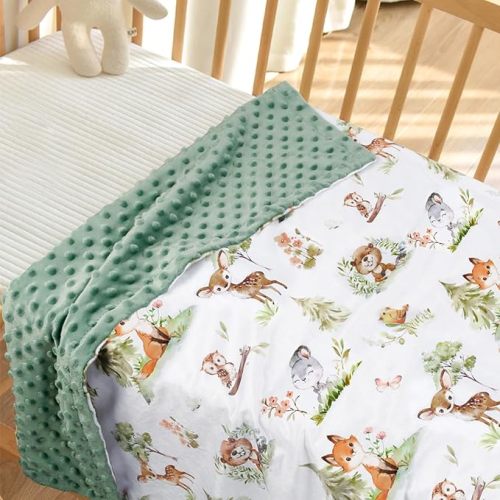 BORITAR Baby Blanket for Boys Girls Super Soft Double Layer Minky with Dotted Backing, Lovely Woodland Animal Design Blanket for Toddler Newborn 30 x 40 Inch(75x100cm)