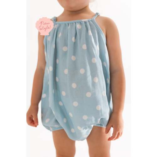Sea Blue Polka Dot Bubble Romper