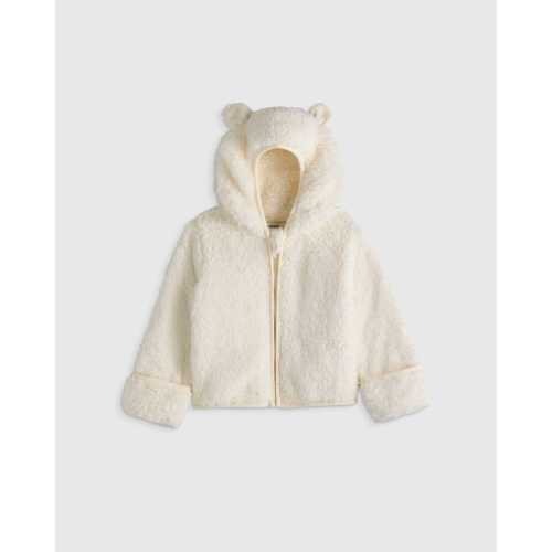 Recycled Sherpa Fleece Bear Jacket - Baby in Ivory