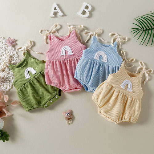 Bovxnpu Baby Girls' Bodysuits Breathable Baby Toddler Summer Sleeveless Knit Bodysuit Bodysuit Summer Outfits
