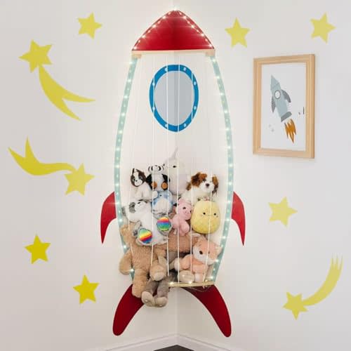 PUTSKA Corner Stuffed Animal Storage, Wall Mounted, Spaceship