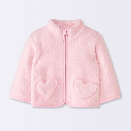 Baby Girls' Heart Fuzzy Jacket - Cloud Island™ Pink 6-9M