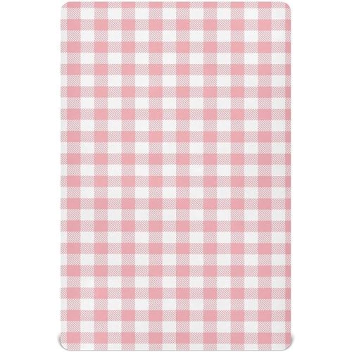Coikll Fitted Crib Sheets for Boys Girls, Pink Buffalo Plaidw Soft Breathable Mattress Cover for Standard Crib & Toddler Bed Mattress, 52 * 28 in.