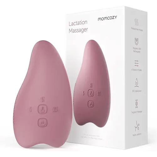Momcozy Warming Lactation Massager 2-in-1, Soft Breast Massager for Breastfeeding, Heat + Vibration Adjustable for Clogged Ducts, Improve Milk Flow, Engorgement