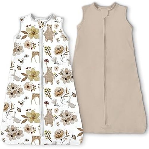 Sleep Sack 0-6 Months, Summer Light Baby Wearable Blanket with 2-way Zippers, Premium Soft Sleeping Bag for 0-3-6 Months Baby, 2 Pack(Brownie Buddies)