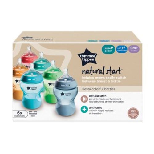 Tommee Tippee | 9-oz 6-Pack Natural Start Slow-Flow Breast-Like Nipple Anti-Colic Baby Bottle