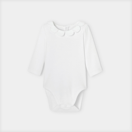 Baby girl bodysuit with petal collar