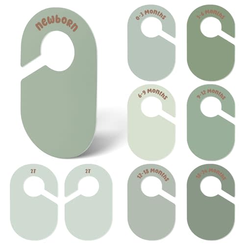 MEILIDY Baby Closet Dividers, Double Sided Nursery Clothes Size Separators for Newborn to 2T, Round, Green, 8 Pcs