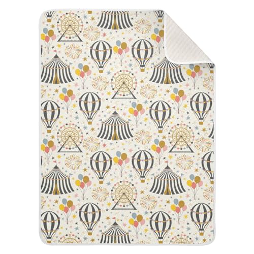 Nnamluu 30"X40" Baby Cotton Blanket Circus Theme Pattern Nursery Blankets for Infants Receiving Blanket Swaddle Blanket