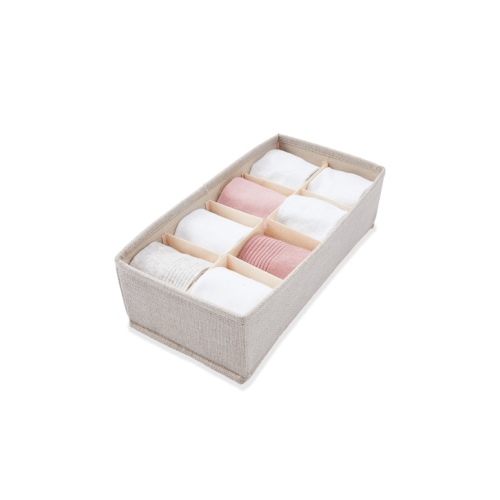 Linen Look Adjustable Drawer Organiser - Beige - Beige - Miscellaneous