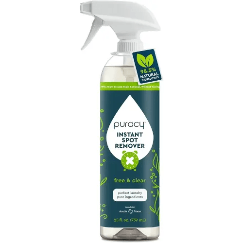 Puracy Laundry Stain Remover for Clothes Laundry - Carpet Stain Remover Carpet Spot Cleaner Couch Stain Remover - Clothes Spray, Free & Clear - Instant Spot Remover, 25 Fl Oz (Pack of 1)