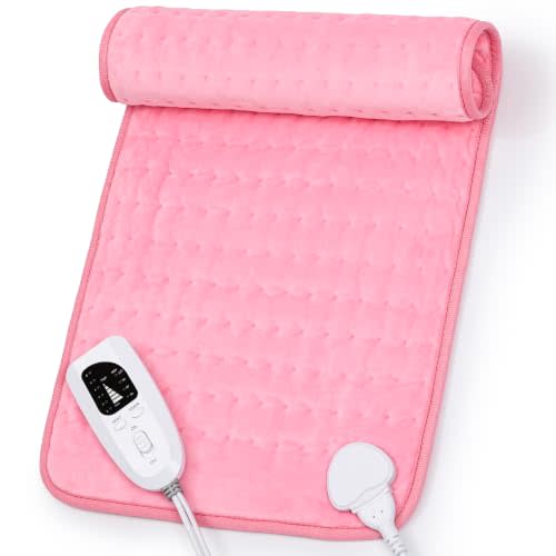 Heating Pad,Electric Heating Pads,Heating Pad for Back,Pink,24x12 Inch | Heating Pads for Shoulder,Neck,Abdomen,Knee,Arms,Legs,Heat Pad for Birthday Father Mother Gift Women Men,6 Heat Settings