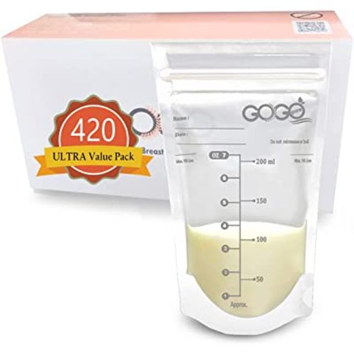 420 CT ULTRA Value Pack Breastfeeding Breastmilk Storage Bags - 7 OZ, EACH PRE-STERILIZED By Gamma Ray, BPA Free, Leak Proof Storing Double Zipper Seal, Self Standing, for Refrigeration and Freezing