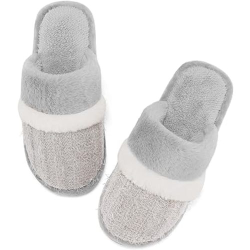 MAXTOP Women's Fuzzy Memory Foam Slippers Warm Gifts Trendy House Slippers Anti-Skid Rubber House Shoes for Women Mom Girlfriend Indoor Outdoor