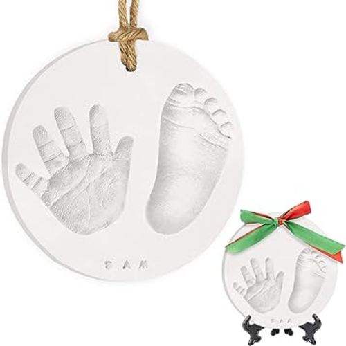 Baby Hand and Footprint Kit Girls, Boys - Personalized Baby’s First Christmas Ornament Kit, Newborn Christmas Gifts for New Mom, Cute Shower Gifts, Easy to Use Handprint Ornaments (Multi-Colored)