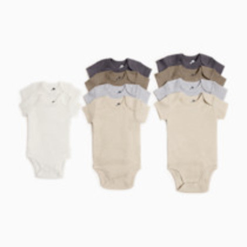 Small Story Organic Cotton Grow With Me Short Sleeve Bodysuits (10 Pack) - Core Neutrals, One Size