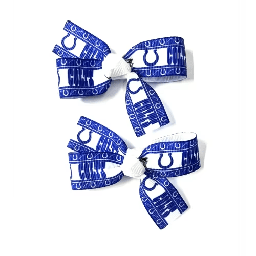 Girls Indianapolis Colts Hair Bows Set of 2 Toddler Colts Pig Tail Bows