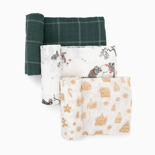 Little Unicorn Cotton Muslin Holiday Swaddle Blanket - Snow Day