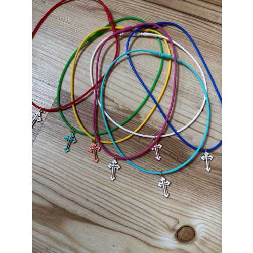 Silicone Cord Cross Necklace