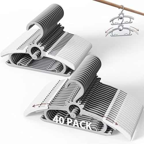 Baby Hangers 40PCS, 11"-14" Extendable and Stackable Kids Hangers, 45g Ultra-Thick Space Saving Non-Slip Plastic Hanger for Infant, Toddler and Nursery Closet, Gray