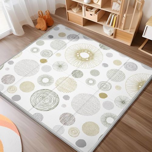 Baby Play Mat for Floor,Baby Play Mat for 59''x 59''Playpen,Reversible,0.8 in Thick Waterproof Playmat,Anti-Slip Floor Playing Mats,Non-Toxic,Baby Playmat for Indoor and Outdoor Use,Circle