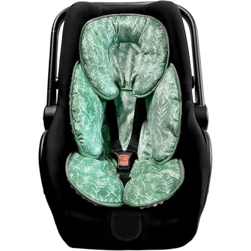 Baby Car Seat Head and Body Support,2-in-1 Reversible CarSeat Insert,Soft Cushion for Stroller, Swing, Bouncer,Green Sage