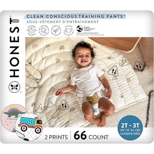 The Honest Company Training Pants, Rompin' & Stompin', Size 2T/3T, 66 Count