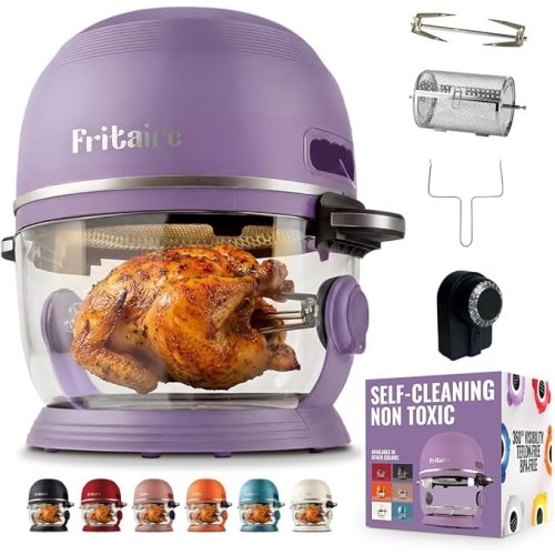 Non Toxic Air Fryer™ Pro | 9-in-1 Glass Air Fryer | Self-Cleaning | 5 Quart | Rotisserie and Tumbler | 400F Vortex For Even Cooking, BPA-Free Teflon Free, Recrisp, Roast, Bake, Black