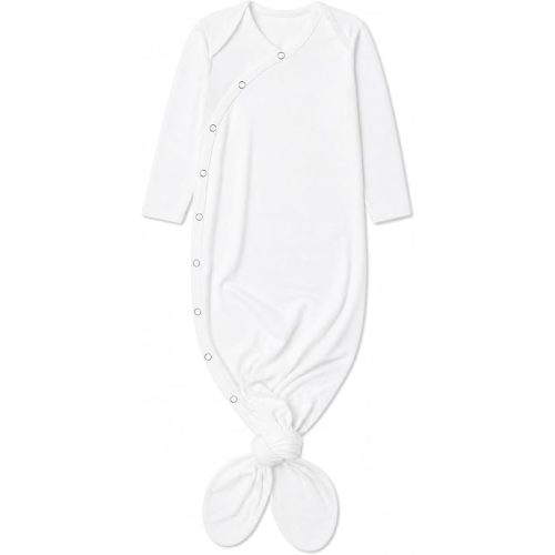 Copper Pearl Baby Gown - Knotted Newborn Sleepers for Baby Boy and Girl, Soft Stretchy Long Sleeve Infant Gowns with Bottom Tie and Hand Mittens, Perfect Hospital Coming Home Outfit (Dove)