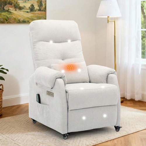 KORSER Power Recliner Chair For Adults, Recliner For Small Spaces With Rollers, Electric Chair With Massage And Heat, USB And Type-C Charge Port For Living Room, Bedroom , Chenille | SHEIN USA