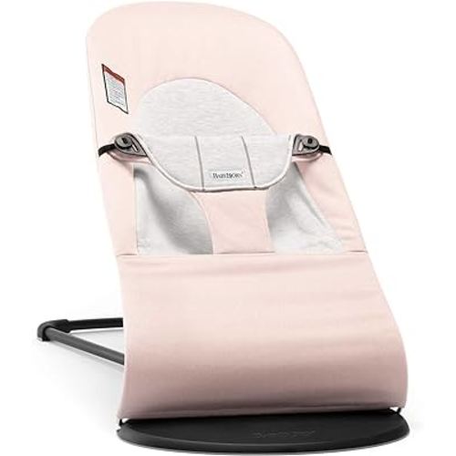 BabyBjörn Bouncer Balance Soft - Light Pink/Gray, Jersey Cotton, 2-in-1 Adjustable Baby Bouncer Seat and Toddler Chair, Newborn to Toddler (8-29 lbs), 4 Positions, Lightweight & Portable