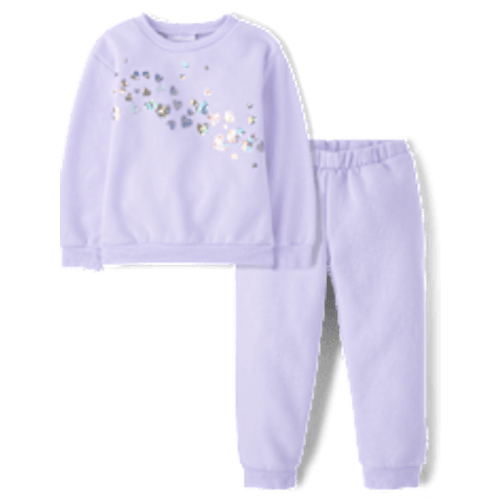 Toddler Girls Active Long Sleeve Embellished Premium Fleece 2-Piece Outfit Set - BLACK | The Children's Place