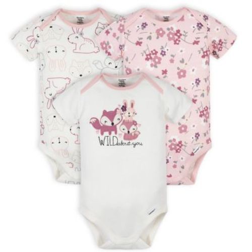 Gerber® Organic Onesies Size 0-3M 3-Pack Flowers Bodysuits in Pink - PINK - 0-3 MONTHS